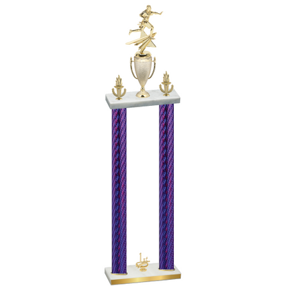 Double Purple Carbon Fiber First Place Flag Football Trophy