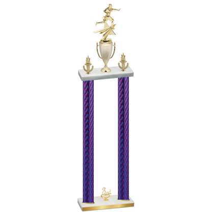 Double Purple Carbon Fiber Third Place Flag Football Trophy