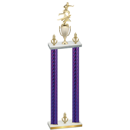 Double Purple Carbon Fiber Victory Flag Football Trophy