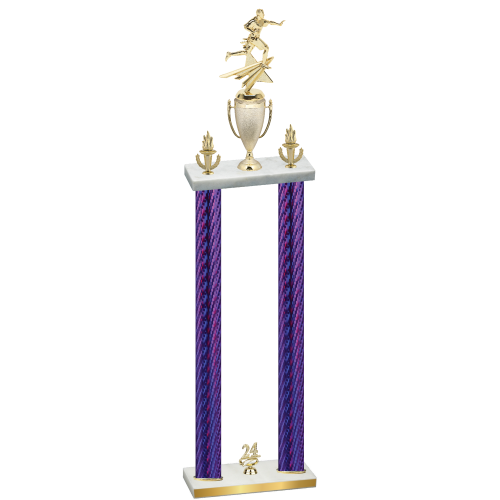 Double Purple Carbon Fiber Year Flag Football Trophy