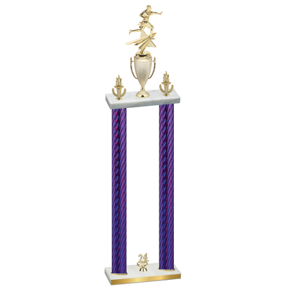 Double Purple Carbon Fiber Year Flag Football Trophy