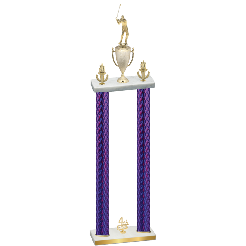 Double Purple Carbon Fiber Fourth Place Golf Trophy
