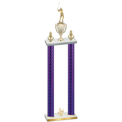 Double Purple Carbon Fiber Fourth Place Golf Trophy