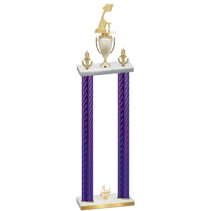 Double Purple Carbon Fiber Third Place Golf Trophy