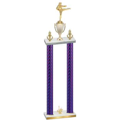Double Purple Carbon Fiber First Place Karate Trophy