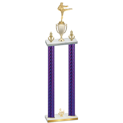 Double Purple Carbon Fiber Third Place Karate Trophy