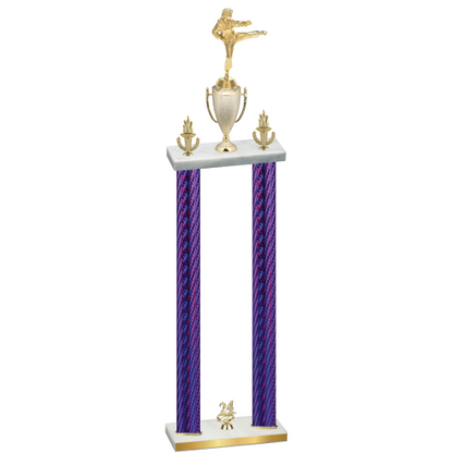 Double Purple Carbon Fiber Year Karate Trophy