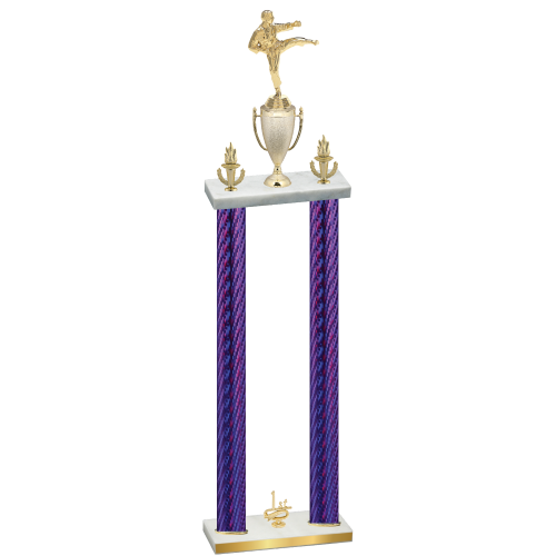 Double Purple Carbon Fiber First Place Karate Trophy