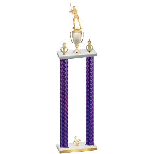 Double Purple Carbon Fiber Third Place Softball Trophy