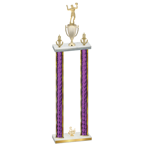 Double Purple Glacier Third Place Volleyball Trophy