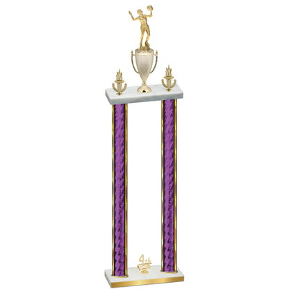 Double Purple Glacier Fourth Place Volleyball Trophy