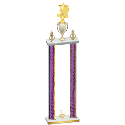 Double Purple Glacier Second Place Pickleball Trophy