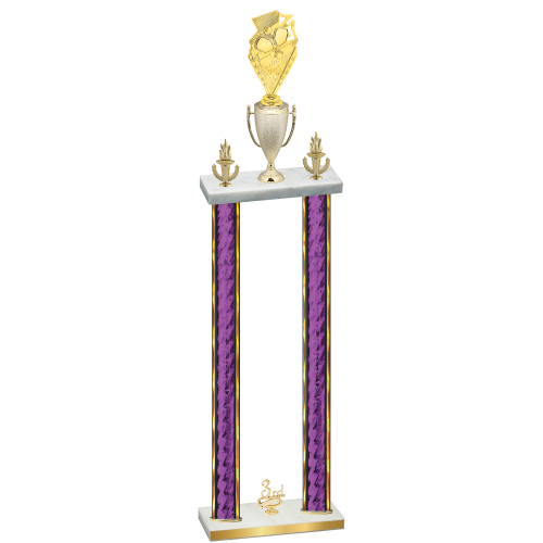 Double Purple Glacier Third Place Pickleball Trophy