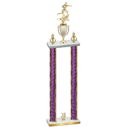 Double Purple Glacier Year Flag Football Trophy