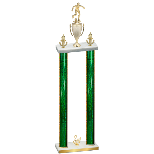 Double Green Glacier Second Place Soccer Trophy