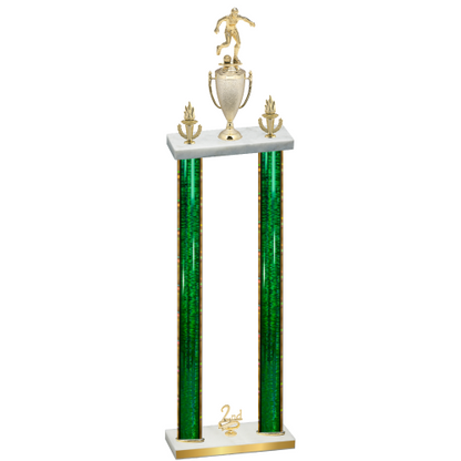 Double Green Glacier Second Place Soccer Trophy