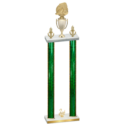 Double Green Glacier Second Place Soccer Trophy