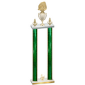Double Green Glacier Third Place Soccer Trophy