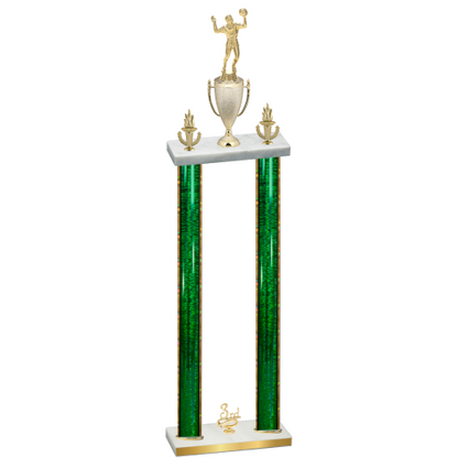 Double Green Glacier Third Place Volleyball Trophy