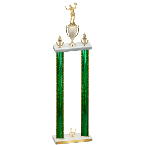 Double Green Glacier Third Place Volleyball Trophy