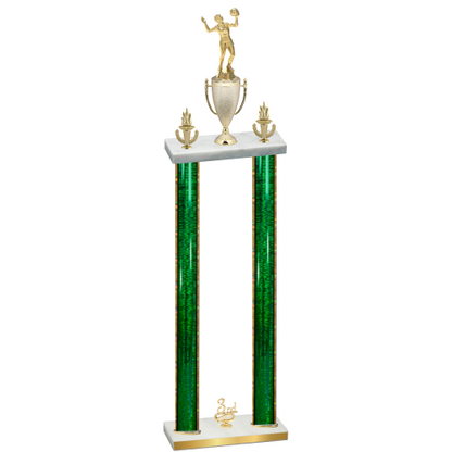 Double Green Glacier Third Place Volleyball Trophy