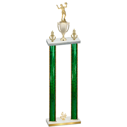 Double Green Glacier Fourth Place Volleyball Trophy