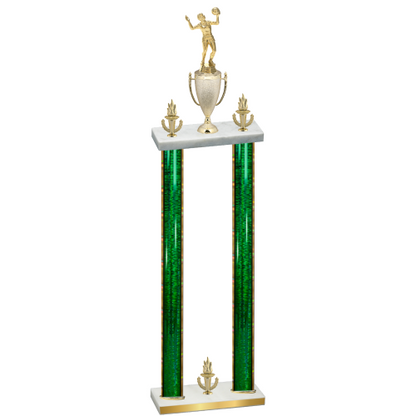 Double Green Glacier Victory Volleyball Trophy