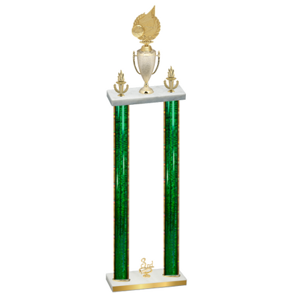 Double Green Glacier Third Place Volleyball Trophy