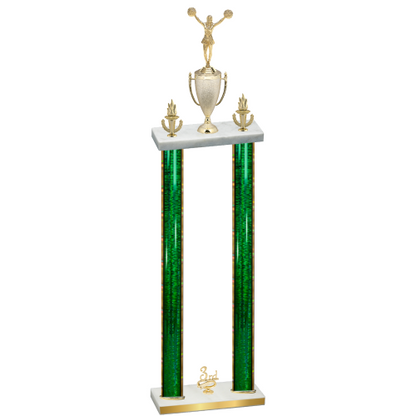 Double Green Glacier Third Place Cheerleading Trophy