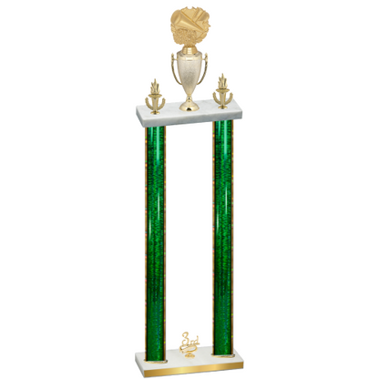 Double Green Glacier Third Place Cheerleading Trophy