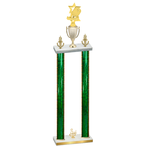 Double Green Glacier Third Place Pickleball Trophy
