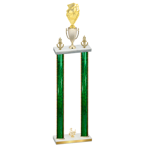 Double Green Glacier Third Place Pickleball Trophy