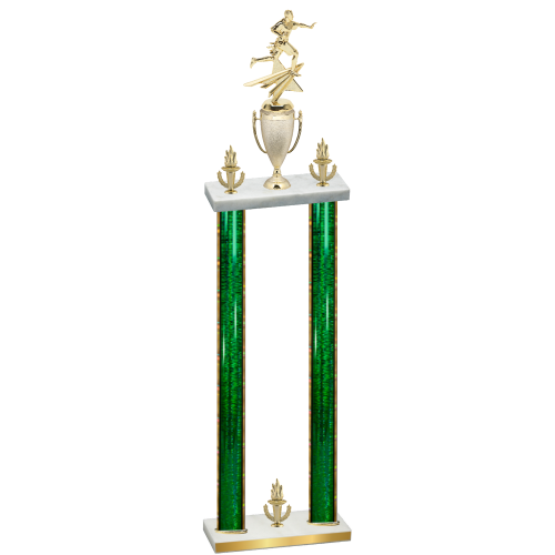 Double Green Glacier Victory Flag Football Trophy