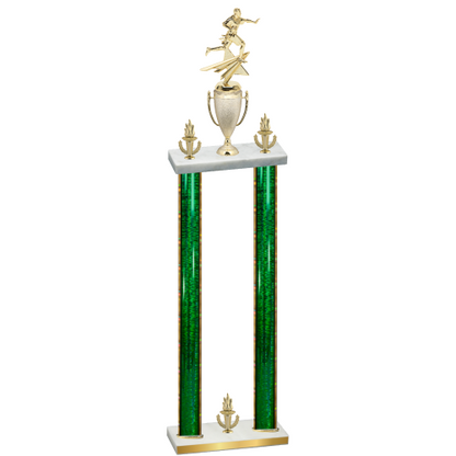 Double Green Glacier Victory Flag Football Trophy