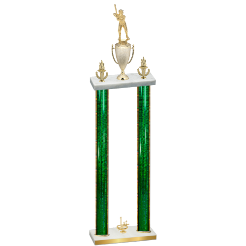 Double Green Glacier First Place Baseball Trophy