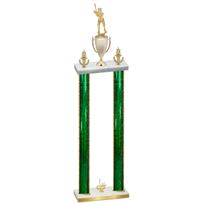 Double Green Glacier First Place Baseball Trophy