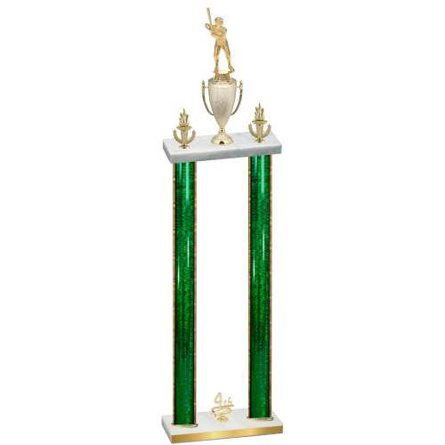 Double Green Glacier Fourth Place Baseball Trophy