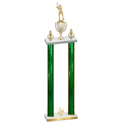 Double Green Glacier Fourth Place Baseball Trophy