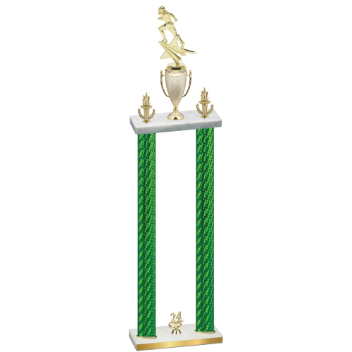Double Green Carbon Fiber Year Football Trophy