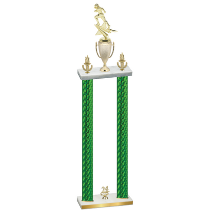 Double Green Carbon Fiber Year Football Trophy