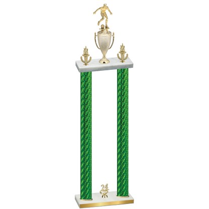 Double Green Carbon Fiber Year Soccer Trophy