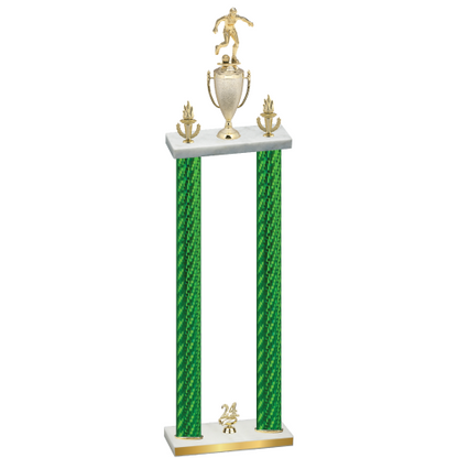 Double Green Carbon Fiber Year Soccer Trophy
