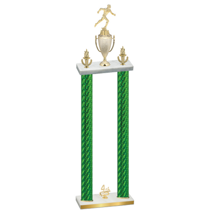 Double Green Carbon Fiber Fourth Place Running Trophy