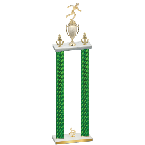 Double Green Carbon Fiber Fourth Place Running Trophy
