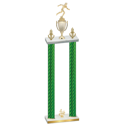 Double Green Carbon Fiber Fourth Place Running Trophy