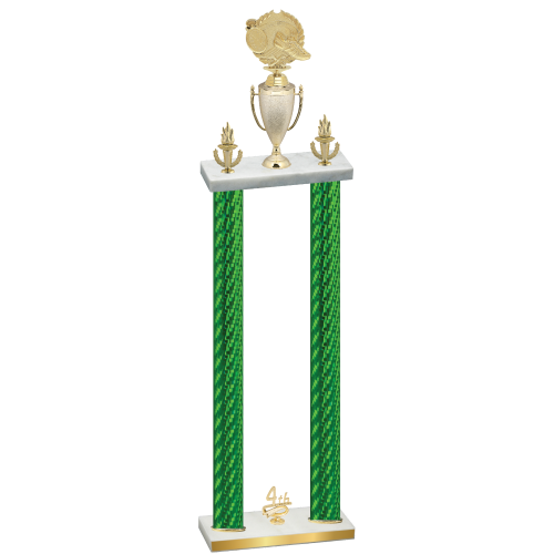 Double Green Carbon Fiber Fourth Place Running Trophy