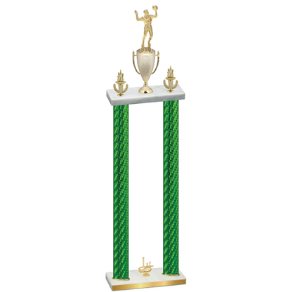 Double Green Carbon Fiber First Place Volleyball Trophy