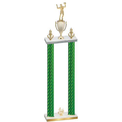 Double Green Carbon Fiber Fourth Place Volleyball Trophy