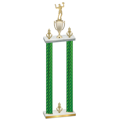 Double Green Carbon Fiber Victory Volleyball Trophy