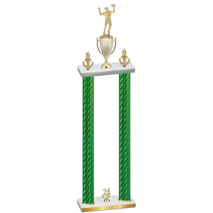 Double Green Carbon Fiber Year Volleyball Trophy